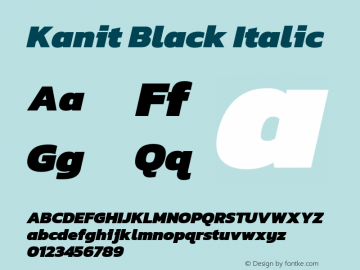 Kanit Black Italic Version 2.000; ttfautohint (v1.8.3)图片样张