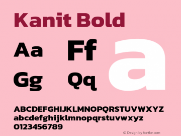 Kanit Bold Version 2.000; ttfautohint (v1.8.3)图片样张