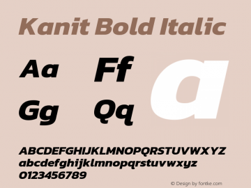 Kanit Bold Italic Version 2.000; ttfautohint (v1.8.3)图片样张