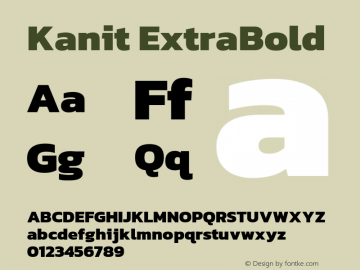 Kanit ExtraBold Version 2.000; ttfautohint (v1.8.3)图片样张