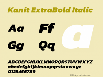 Kanit ExtraBold Italic Version 2.000; ttfautohint (v1.8.3)图片样张