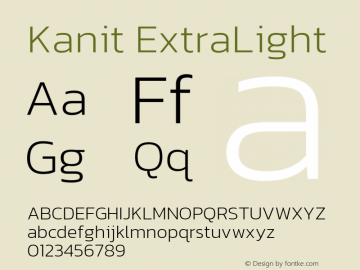 Kanit ExtraLight Version 2.000; ttfautohint (v1.8.3)图片样张