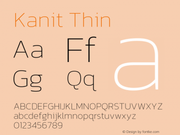 Kanit Thin Version 2.000; ttfautohint (v1.8.3)图片样张