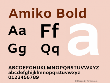 Amiko Bold Version 1.000; ttfautohint (v1.3)图片样张