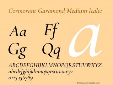Cormorant Garamond Medium Italic Version 3.303图片样张