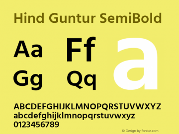 Hind Guntur SemiBold Version 1.002;PS 1.0;hotconv 1.0.86;makeotf.lib2.5.63406; ttfautohint (v1.8.2) -l 8 -r 50 -G 200 -x 13 -D telu -f latn -a qsq -W -X 