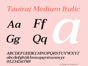 Taviraj Medium Italic Version 1.001图片样张