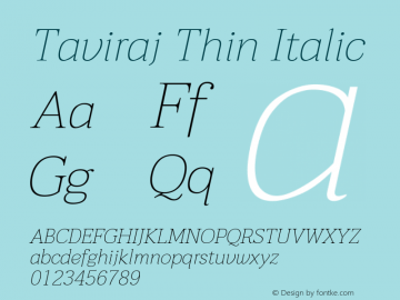 Taviraj Thin Italic Version 1.001图片样张