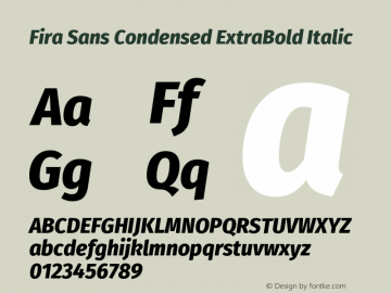 Fira Sans Condensed ExtraBold Italic Version 4.203图片样张
