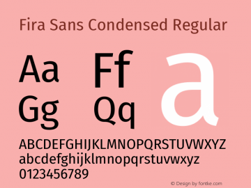 Fira Sans Condensed Regular Version 4.203图片样张