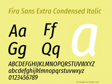 Fira Sans Extra Condensed Italic Version 4.203图片样张