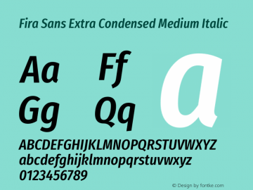 Fira Sans Extra Condensed Medium Italic Version 4.203图片样张