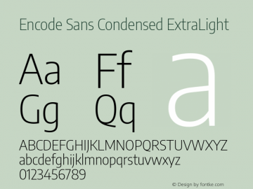 Encode Sans Condensed ExtraLight Version 2.000图片样张