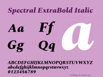 Spectral ExtraBold Italic Version 2.001图片样张