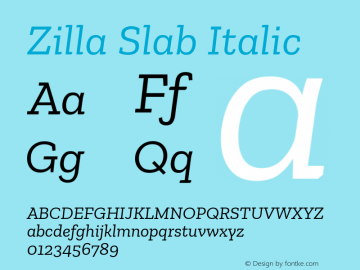 Zilla Slab Italic Version 1.1; 2017; ttfautohint (v1.6)图片样张