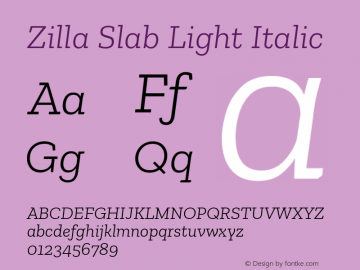 Zilla Slab Light Italic Version 1.1; 2017; ttfautohint (v1.6)图片样张