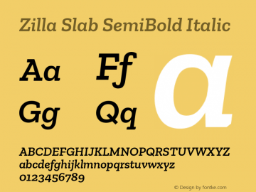 Zilla Slab SemiBold Italic Version 1.1; 2017; ttfautohint (v1.6)图片样张