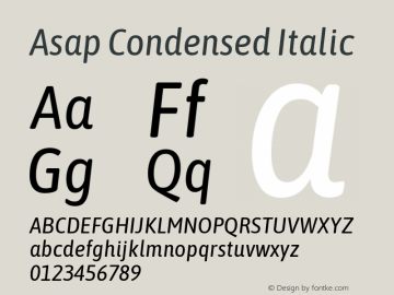 Asap Condensed Italic Version 1.010; ttfautohint (v1.8)图片样张