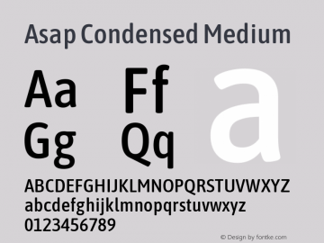 Asap Condensed Medium Version 1.010; ttfautohint (v1.8)图片样张