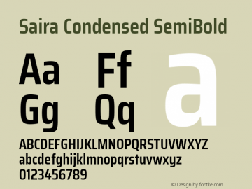 Saira Condensed SemiBold Version 0.072图片样张