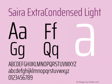 Saira ExtraCondensed Light Version 0.072图片样张