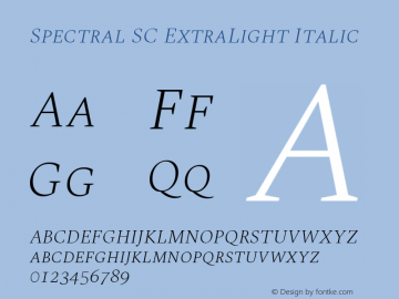 Spectral SC ExtraLight Italic Version 2.001图片样张