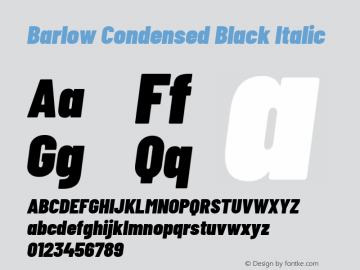 Barlow Condensed Black Italic Version 1.408图片样张