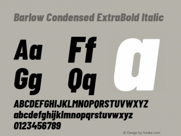 Barlow Condensed ExtraBold Italic Version 1.408图片样张