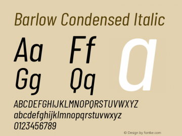 Barlow Condensed Italic Version 1.408图片样张