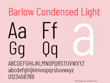 Barlow Condensed Light Version 1.408图片样张