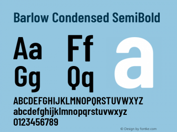 Barlow Condensed SemiBold Version 1.408图片样张