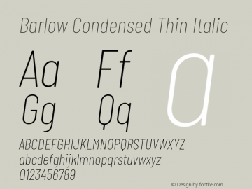 Barlow Condensed Thin Italic Version 1.408图片样张