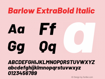 Barlow ExtraBold Italic Version 1.408图片样张