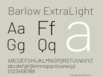 Barlow ExtraLight Version 1.408图片样张