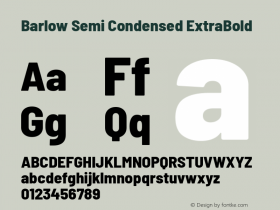 Barlow Semi Condensed ExtraBold Version 1.408图片样张