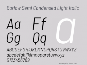Barlow Semi Condensed Light Italic Version 1.408图片样张