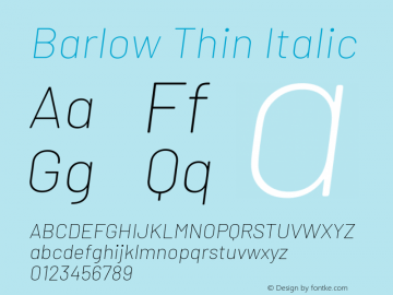 Barlow Thin Italic Version 1.408图片样张
