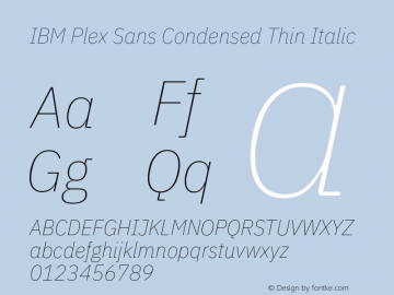 IBM Plex Sans Condensed Thin Italic Version 1.3图片样张