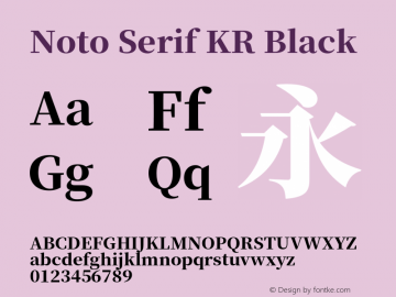 Noto Serif KR Black Version 1.001;PS 1.001;hotconv 16.6.54;makeotf.lib2.5.65590图片样张