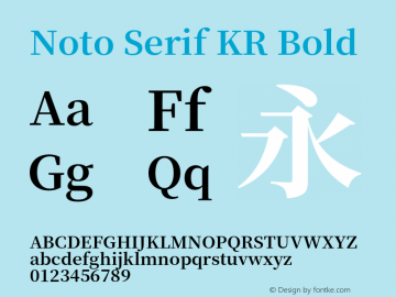 Noto Serif KR Bold Version 1.001;PS 1.001;hotconv 16.6.54;makeotf.lib2.5.65590图片样张