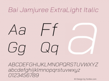 Bai Jamjuree ExtraLight Italic Version 1.000; ttfautohint (v1.6)图片样张