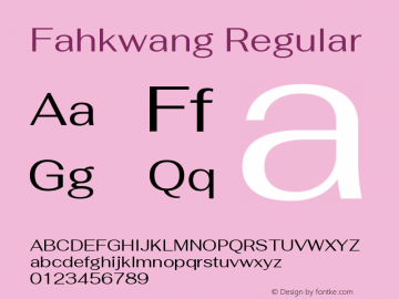 Fahkwang Regular Version 1.000; ttfautohint (v1.6)图片样张