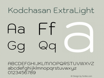 Kodchasan ExtraLight Version 1.000; ttfautohint (v1.6)图片样张