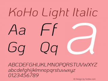 KoHo Light Italic Version 1.000; ttfautohint (v1.6)图片样张