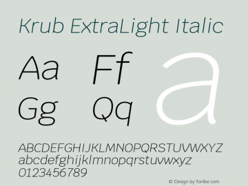 Krub ExtraLight Italic Version 1.000; ttfautohint (v1.6)图片样张