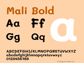 Mali Bold Version 1.000; ttfautohint (v1.6)图片样张