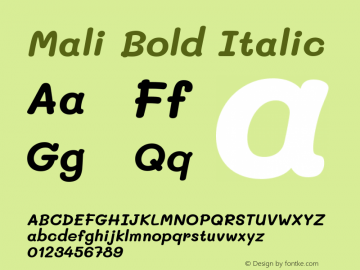 Mali Bold Italic Version 1.000; ttfautohint (v1.6)图片样张
