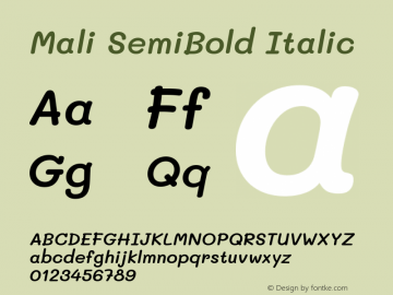 Mali SemiBold Italic Version 1.000; ttfautohint (v1.6)图片样张