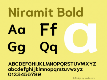 Niramit Bold Version 1.000; ttfautohint (v1.6)图片样张