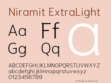Niramit ExtraLight Version 1.000; ttfautohint (v1.6)图片样张